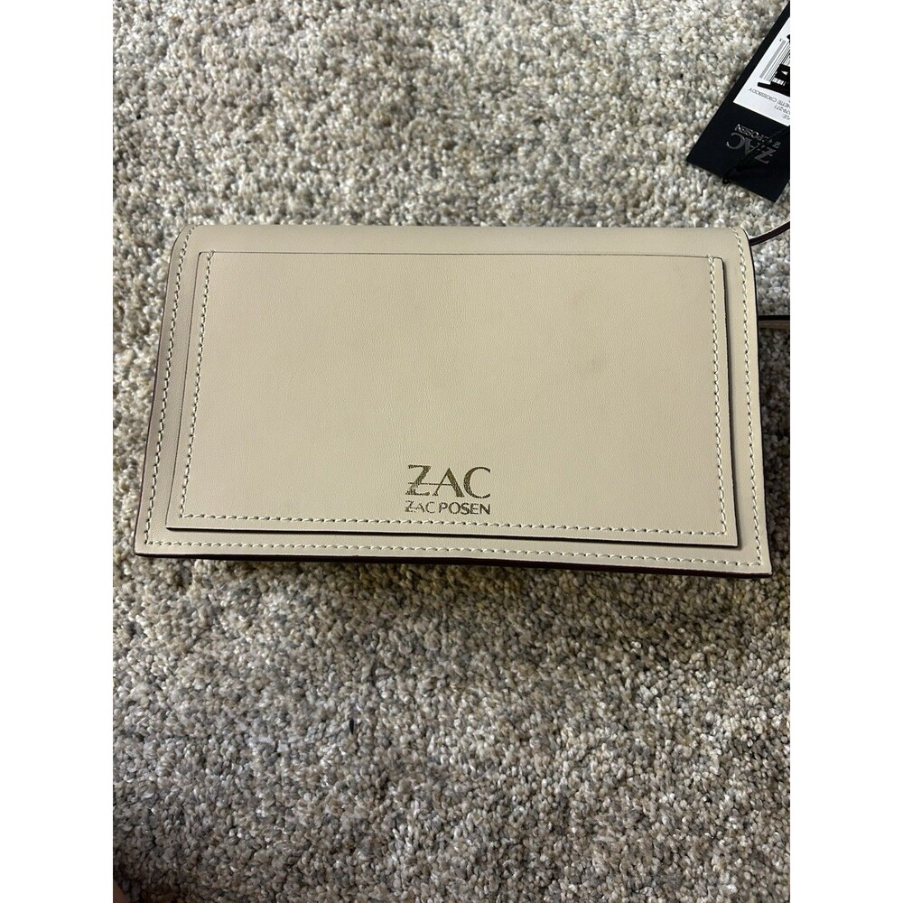 ZAC Zac Posen Earthette Pearl Floral Applique Bellini Leather Crossbody Bag - Picture 8 of 15